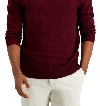 Club Room Men's Solid V Neck Merino Wool Blend Sweater Purple Size Large