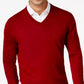 Club Room Men's Solid V Neck Merino Wool Blend Sweater Red Size Medium