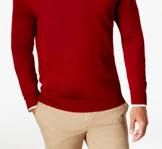 Club Room Men's Solid V Neck Merino Wool Blend Sweater Red Size Medium