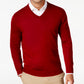 Club Room Men's Solid V Neck Merino Wool Blend Sweater Red Size Medium