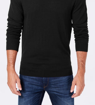 Club Room Men's Solid Crew Neck Merino Wool Blend Sweater Black Size Large