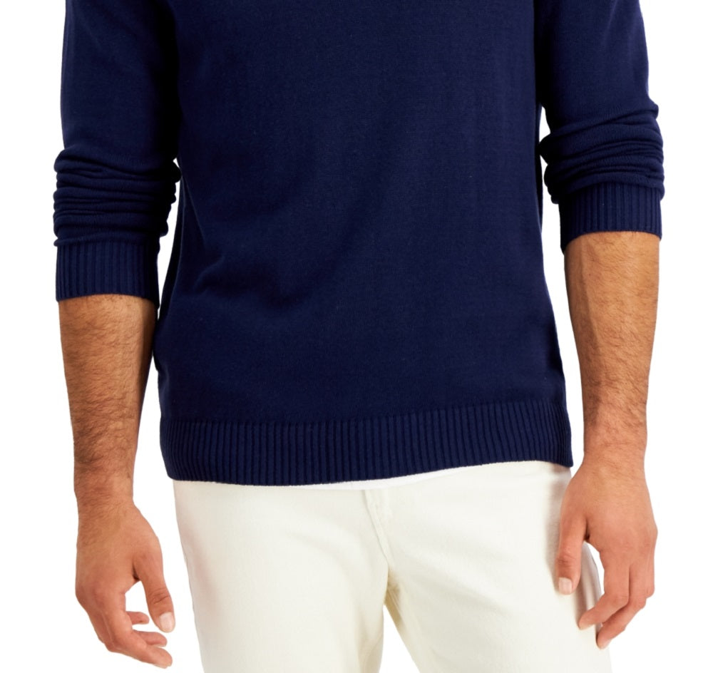 Club Room Men's Cotton Button Mock Turtleneck Sweater Blue Size XX-Large