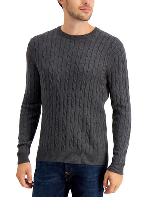 Club Room Men's Cable Knit Cotton Sweater Gray Size X-Large