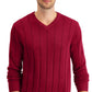 Club Room Men's Drop Needle V Neck Cotton Sweater Red Size XXX-Large