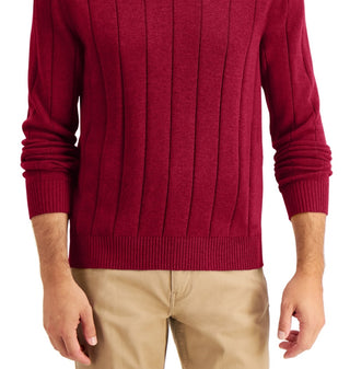 Club Room Men's Drop Needle V Neck Cotton Sweater Red Size XXX-Large