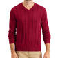 Club Room Men's Drop Needle V Neck Cotton Sweater Red Size XXX-Large
