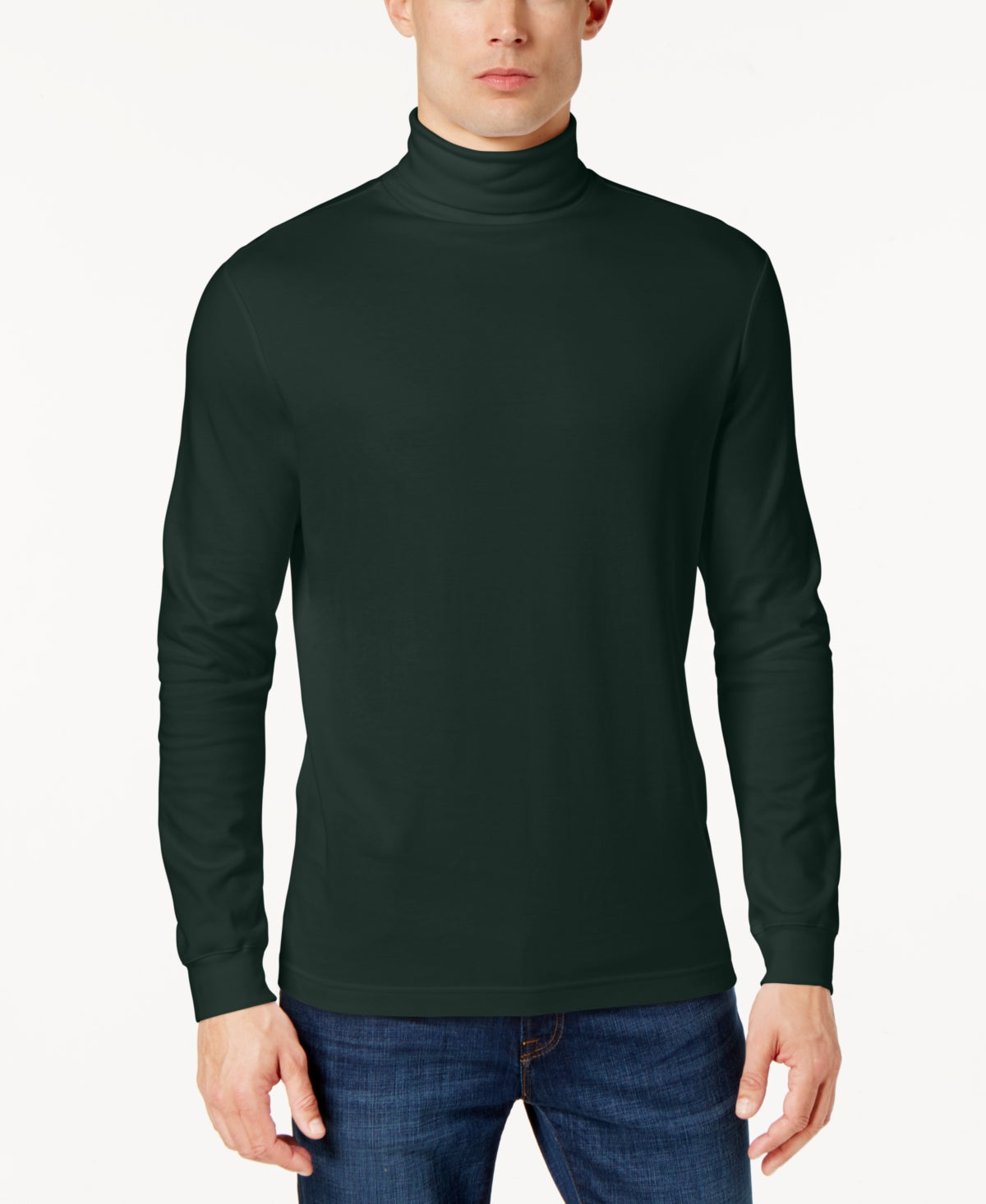 Club Room Men's Solid Turtleneck Shirt Green Size Large