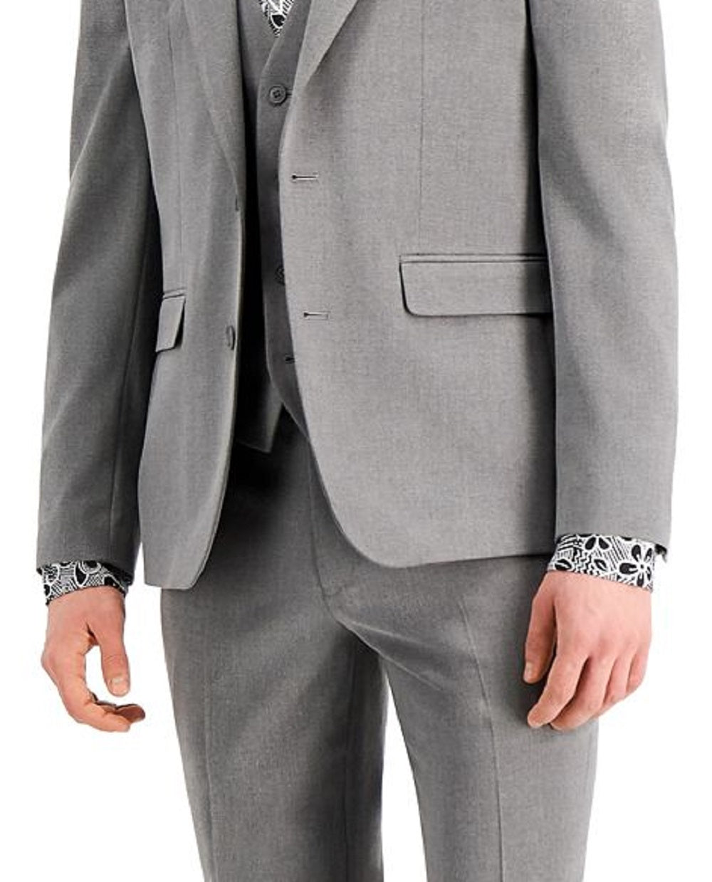 INC International Concepts Men's Slim Fit Solid Suit Jacket Gray Size Medium