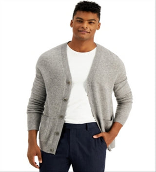 Tasso Elba Men's Cashmere Cardigan Gray Size Size Large