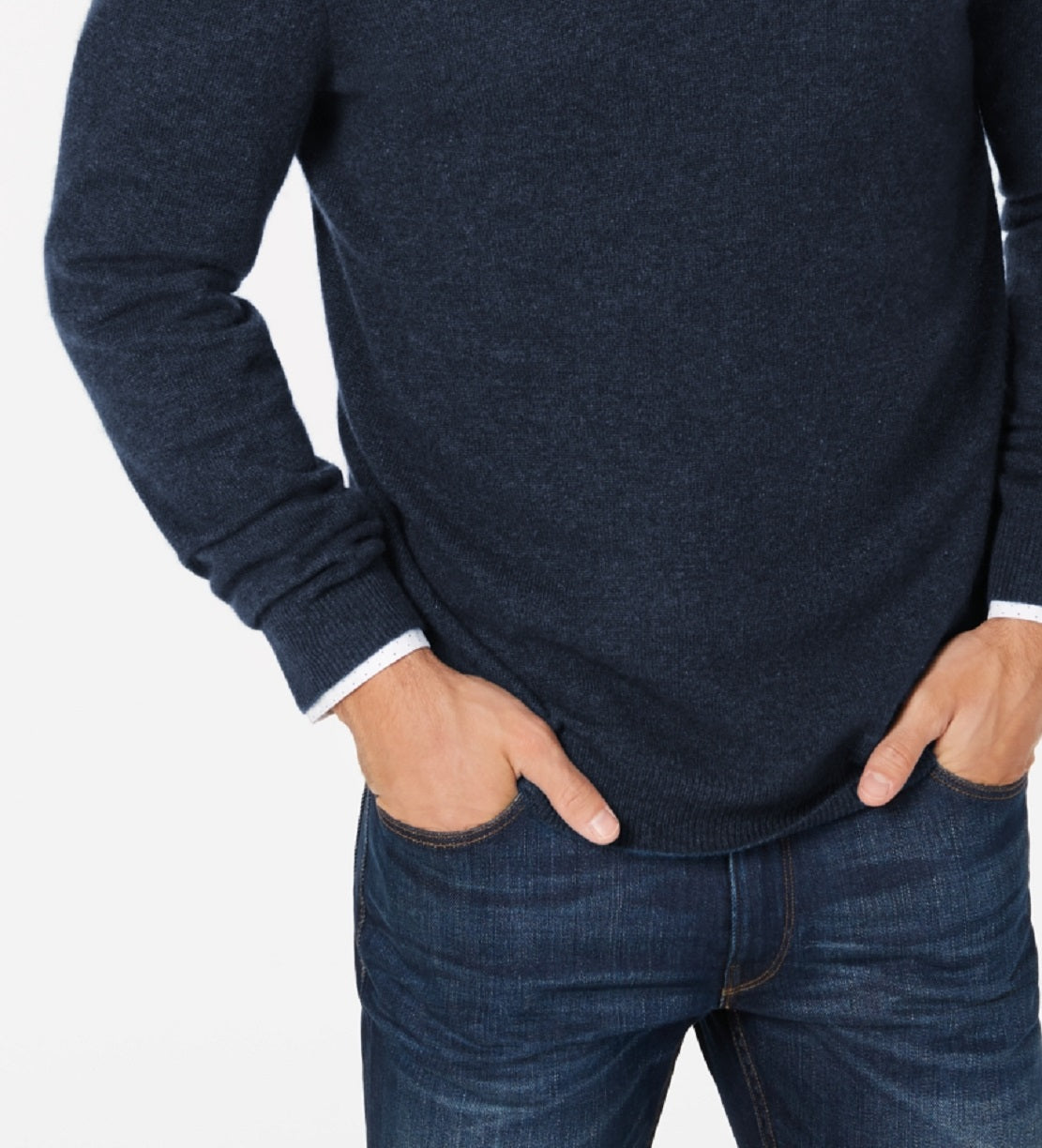 Club Room Men's Cashmere Crew Neck Sweater Blue Size Large