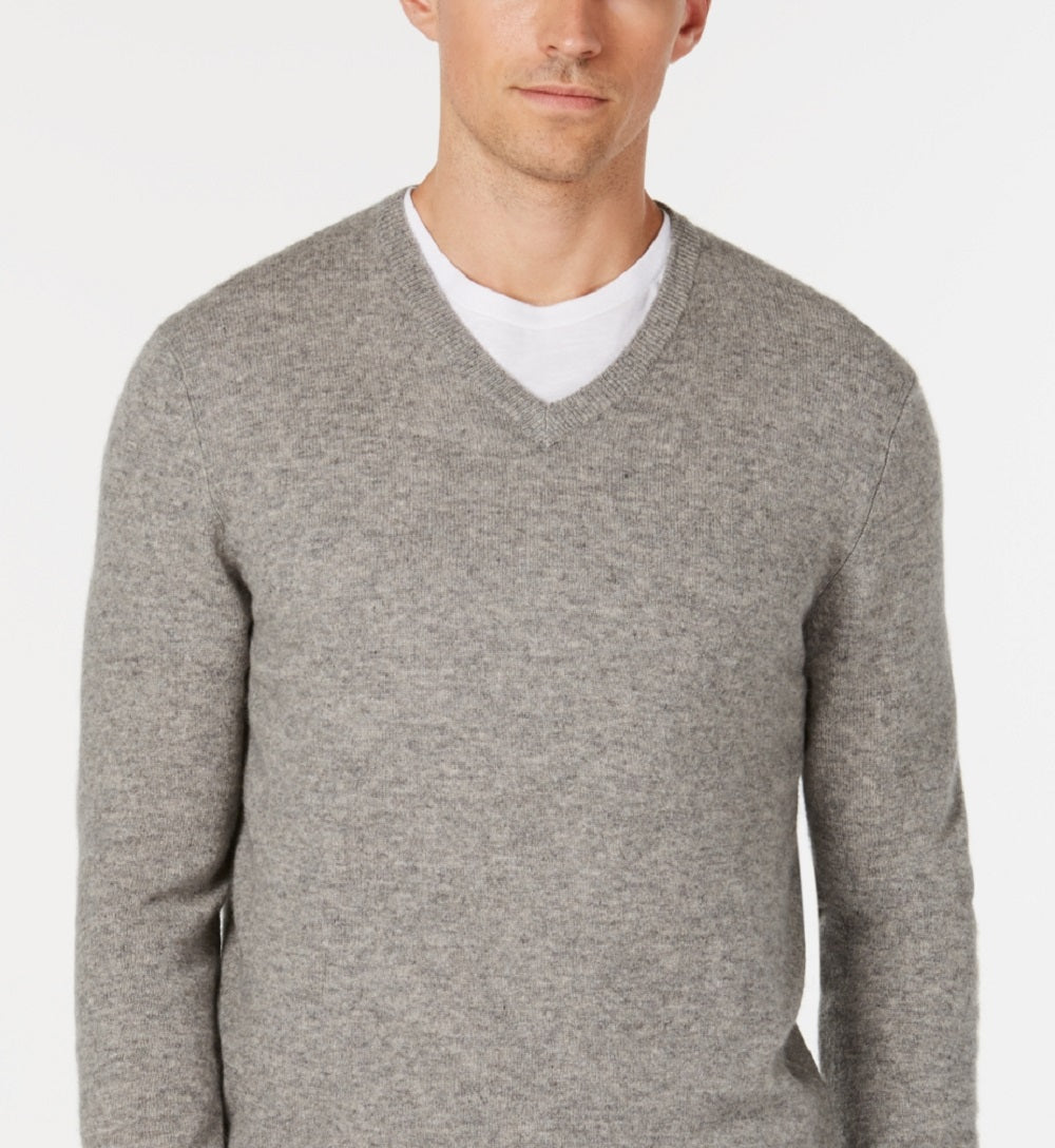 Club Room Men's V Neck Cashmere Sweater Gray Size XX-Large