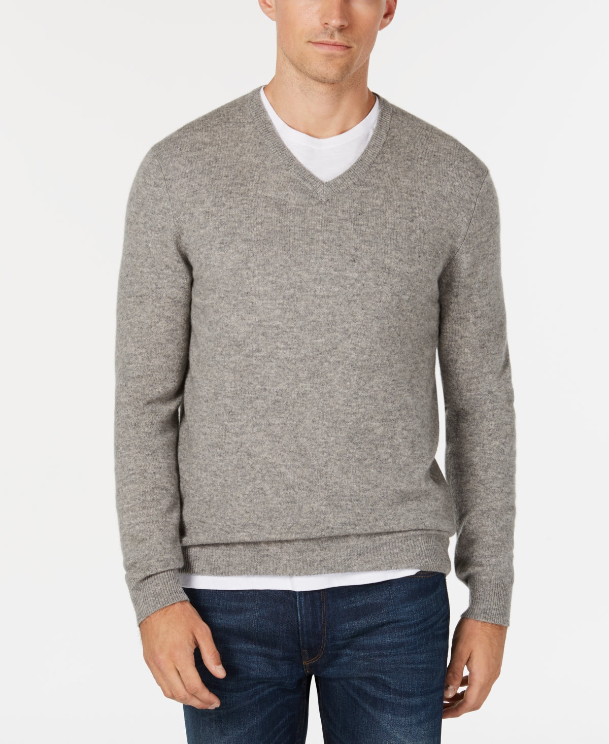 Club Room Men's V Neck Cashmere Sweater Gray Size XX-Large