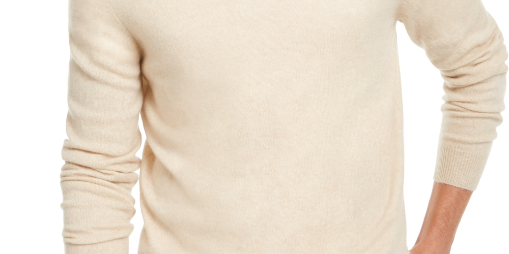 Club Room Men's V Neck Cashmere Sweater Beige Size XX-Large