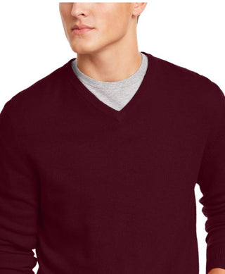 Club Room Men's V Neck Cashmere Sweater Purple Size Medium