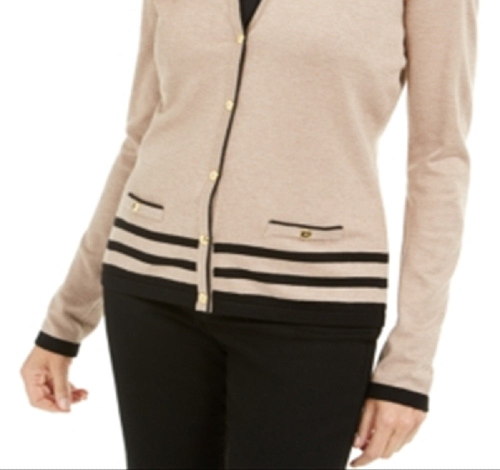 Karen Scott Women's Crew Neck Cardigan Brown Size Large