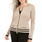 Karen Scott Women's Crew Neck Cardigan Brown Size Large