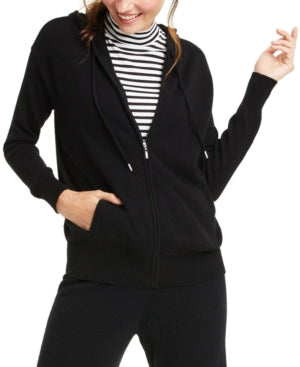 Charter Club Women's 100% Cashmere Zip Hoodie Black Size X-Large