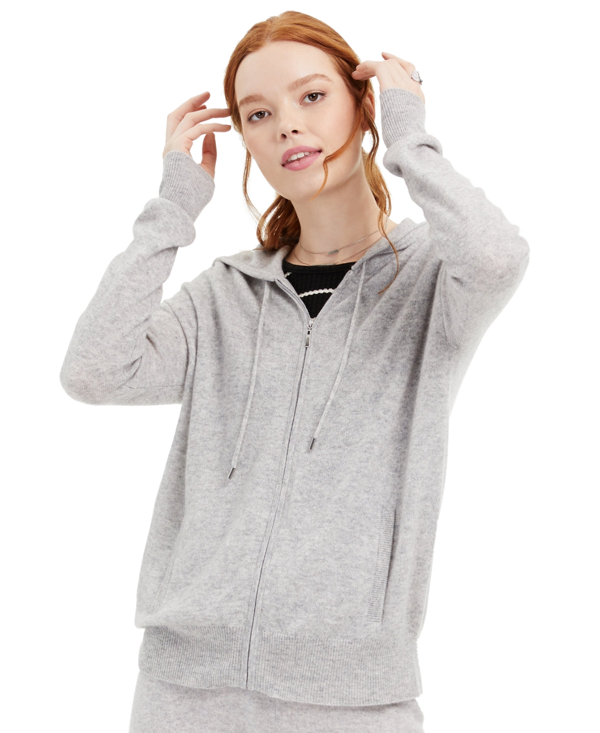 Charter Club Women's Zip Hoodie Gray Size Large