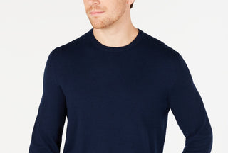 Alfani Men's Solid Crewneck Sweater Blue