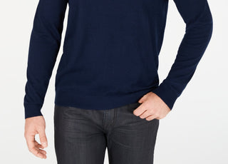 Alfani Men's Solid Crewneck Sweater Blue