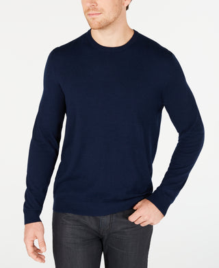 Alfani Men's Solid Crewneck Sweater Blue