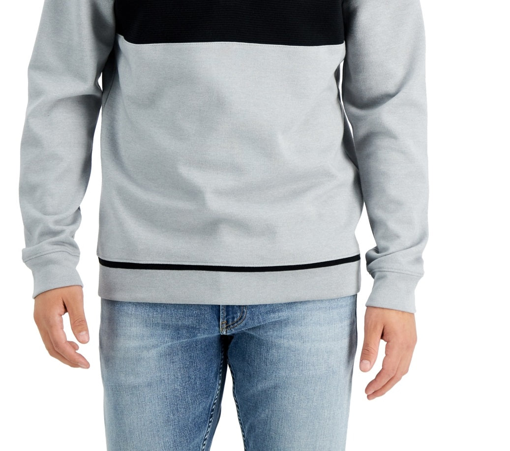 Alfani Men's Baseball Ottoman Quarter Zip Sweatshirt Gray Size Large