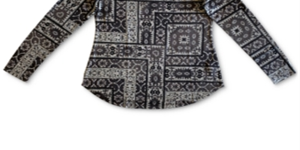 Style & Co Women's Tapestry Printed Knit Top Gray Size Medium