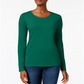Charter Club Women's Pima Cotton Long Sleeve Top Green Size Small