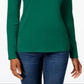 Charter Club Women's Pima Cotton Long Sleeve Top Green Size Small