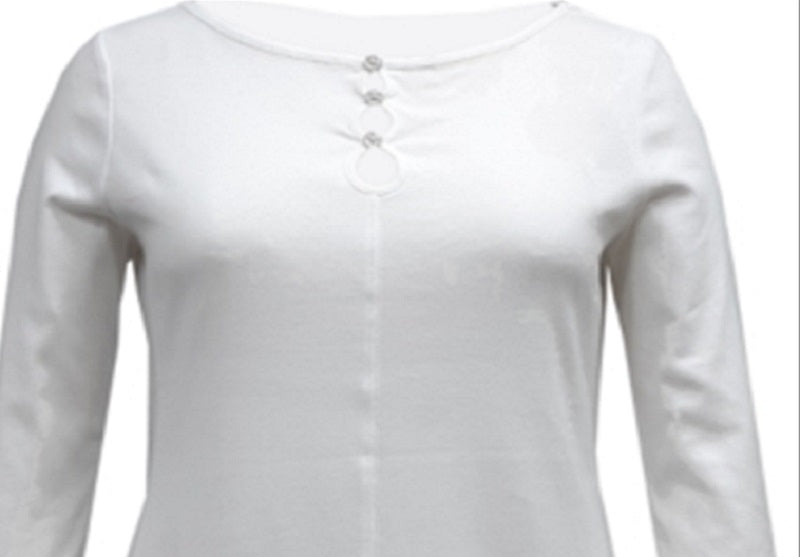 Karen Scott Women's Cotton Triple Keyhole Top White Size Large