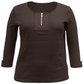 Karen Scott Women's Zippered 3/4 Sleeve Scoop Neck Top Brown Size Large