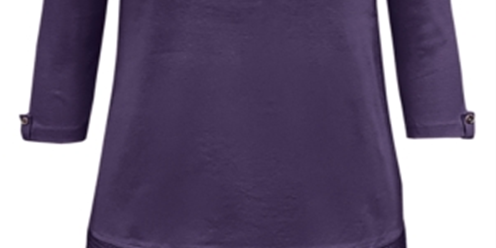 Karen Scott Women's Cotton Lace Hem Top Dark Purple Size X-Large