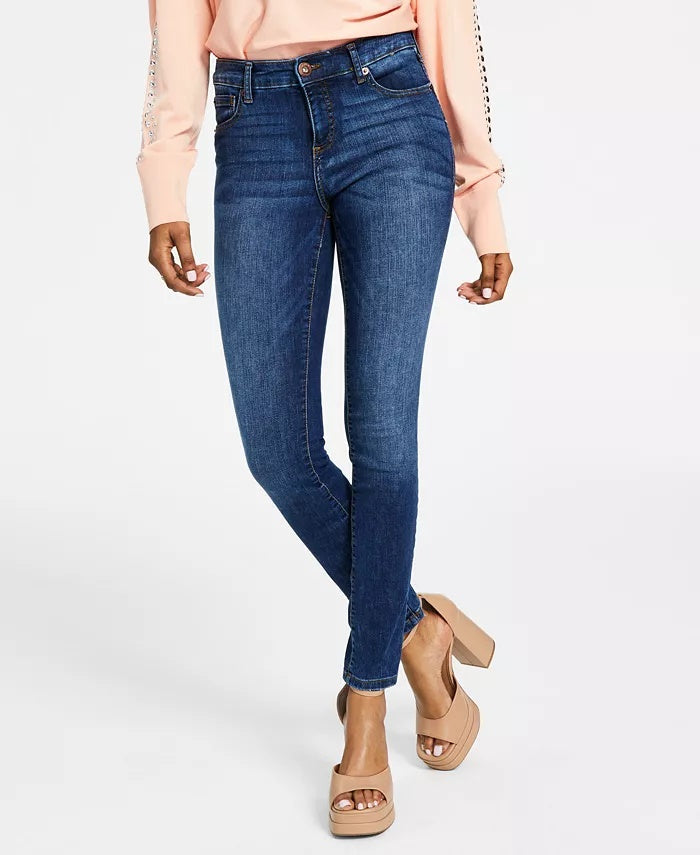 INC International Concepts Women's Mid Rise Skinny Jeans Blue Size 8