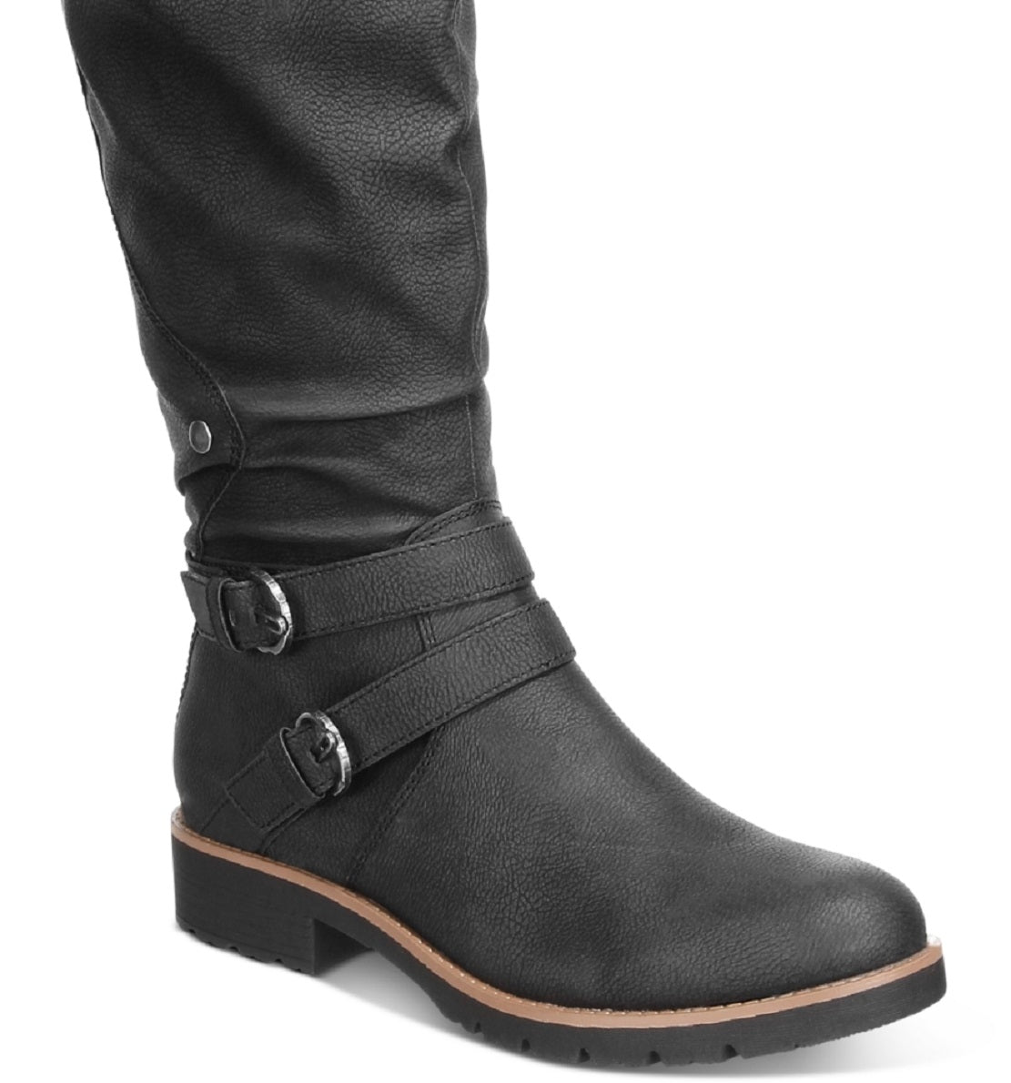 Sun + Stone Women's Brinley Strapped Lug Sole Boots Black Size 7.5 M