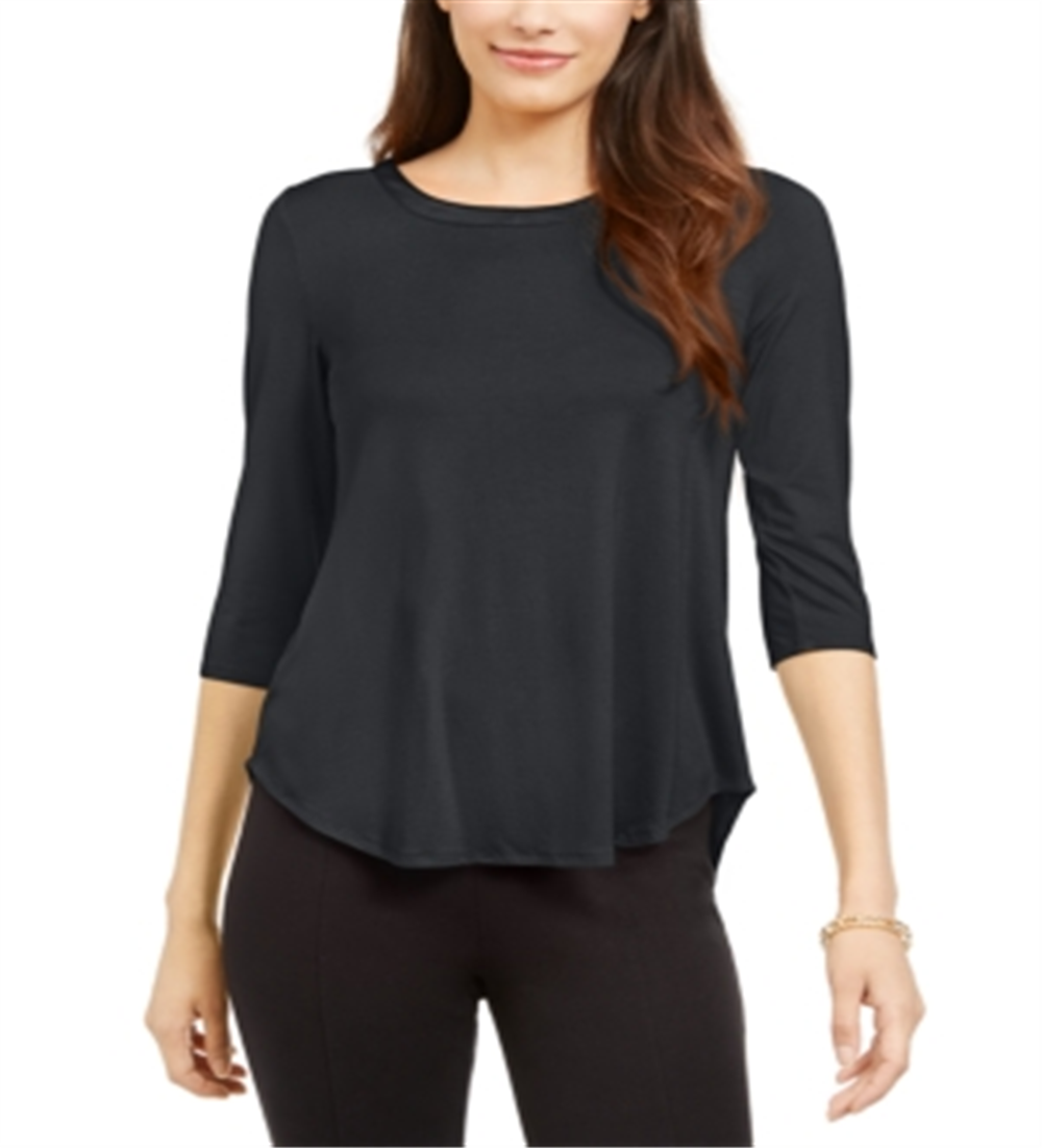 Alfani Women's 3/4 Sleeve Top Gray Size Large