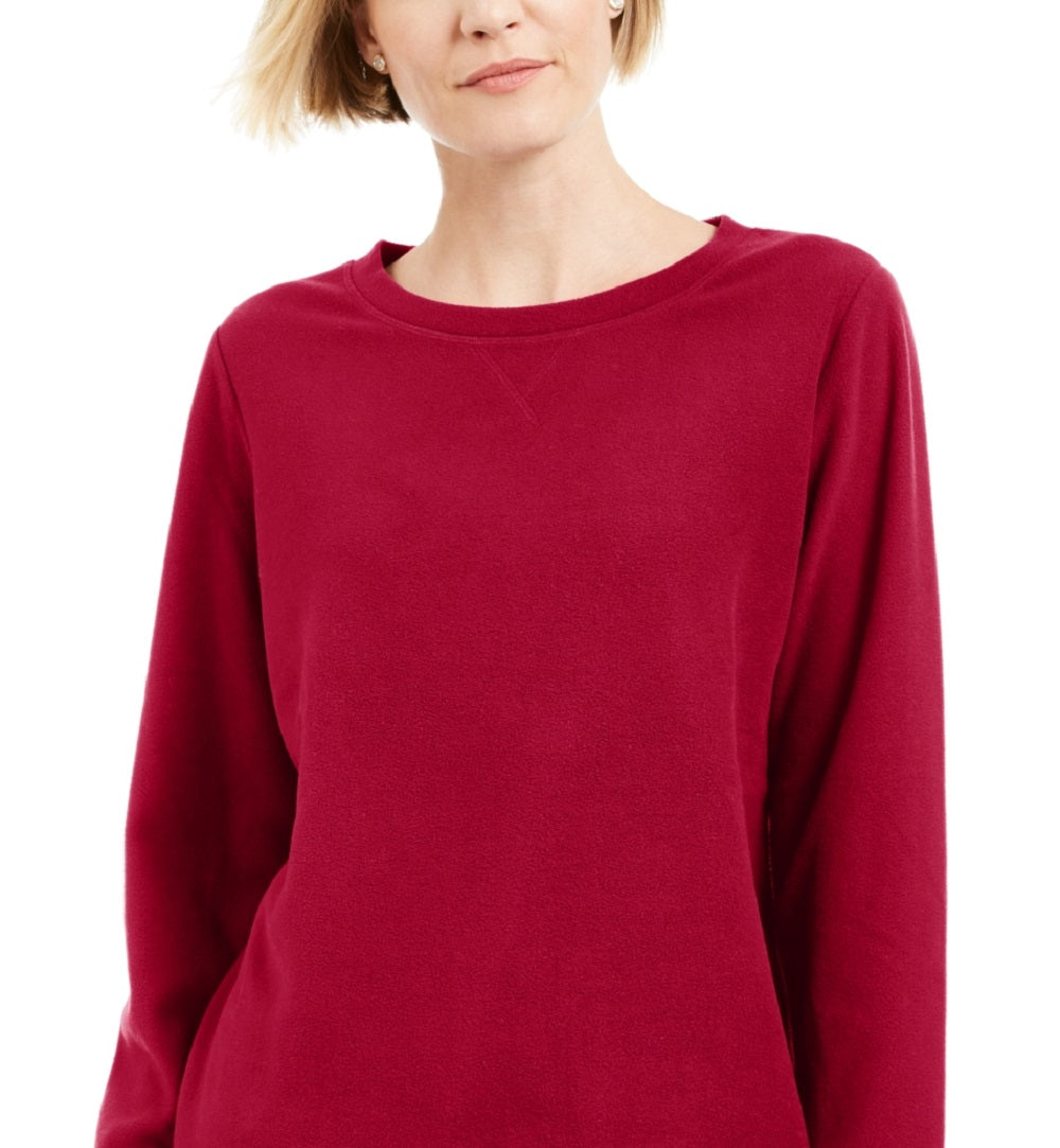 Karen Scott Women's Fleece Sweatshirt Red Size XX-Large
