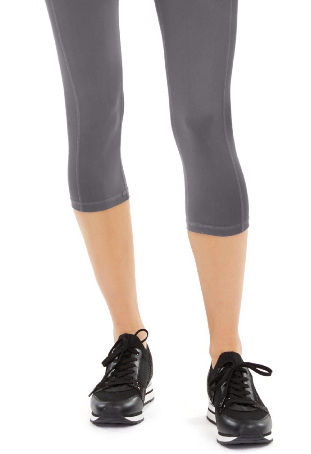 ID Ideology Women's High Rise Side Pocket Cropped Leggings Gray Size Small