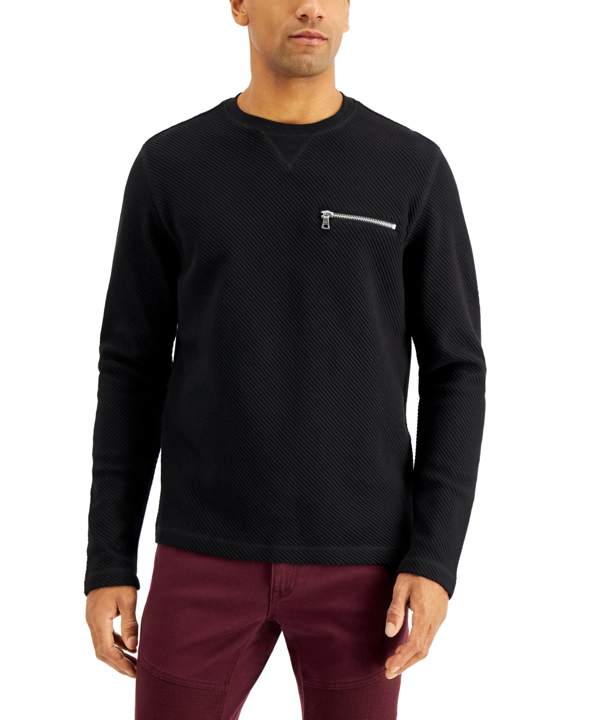 INC International Concepts Men's Ottoman Ribbed T-Shirt Black Size Small