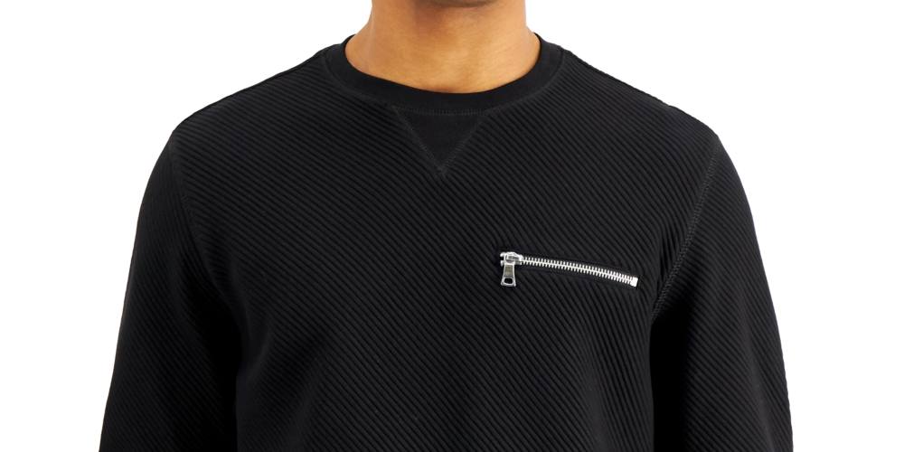 INC International Concepts Men's Ottoman Ribbed T-Shirt Black Size Small
