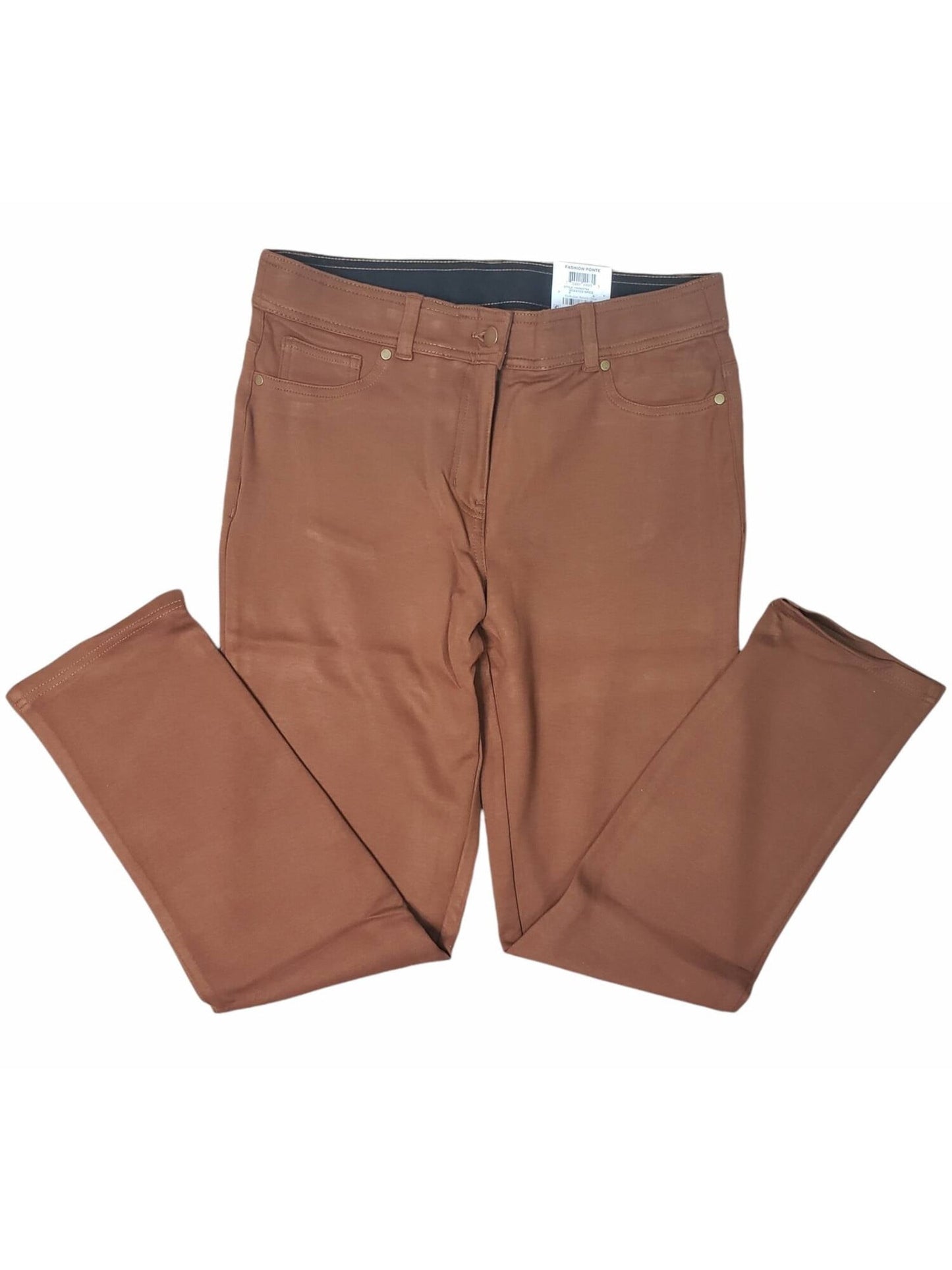 Style & Co Women's Stretch Slim Mid Rise Straight Leg Pants Brown Size 8