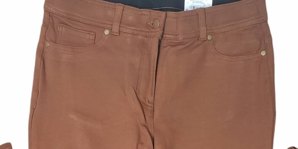 Style & Co Women's Stretch Slim Mid Rise Straight Leg Pants Brown Size 8