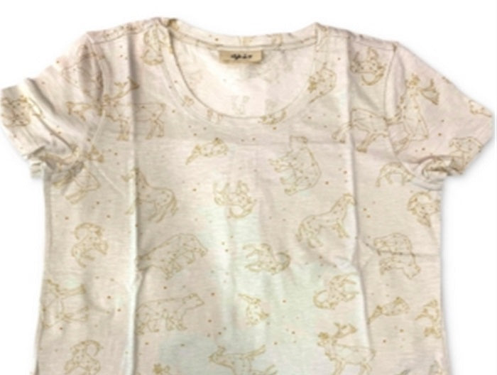 Style & Co Women's Cotton Printed T-Shirt Brown Size Medium