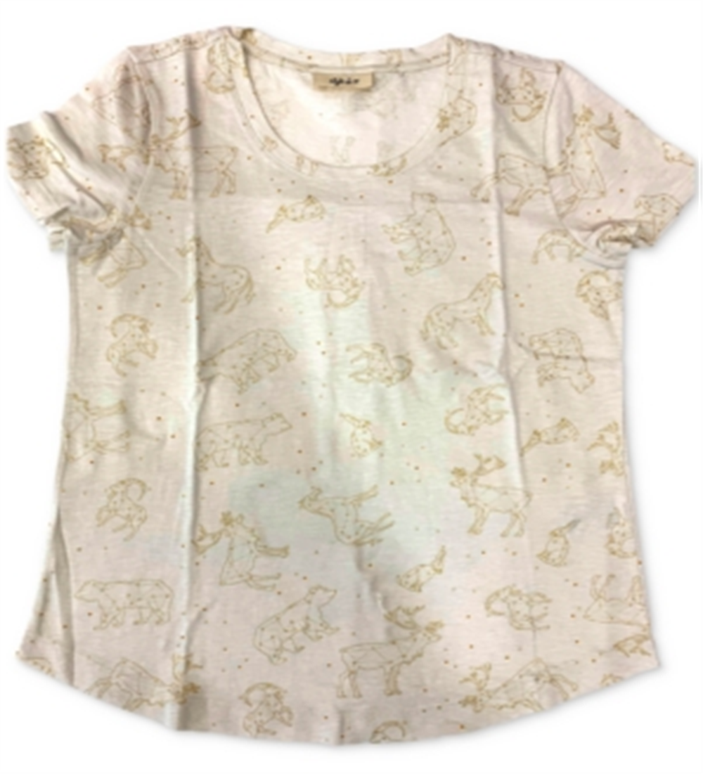 Style & Co Women's Cotton Printed T-Shirt Brown Size Medium