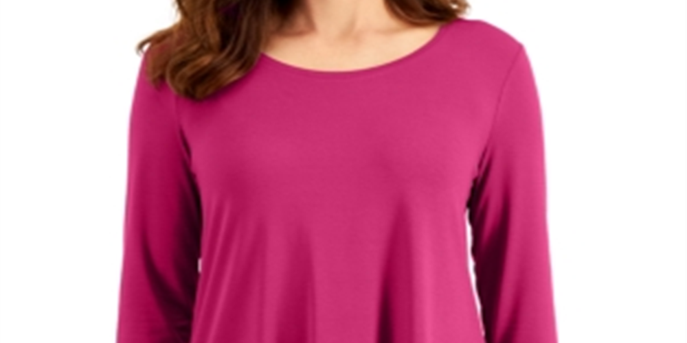 JM Collection Women's 3/4 Sleeve Solid Top Pink Size Small