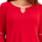 JM Collection Women's Embellished Bell Sleeve Top Red Size Large