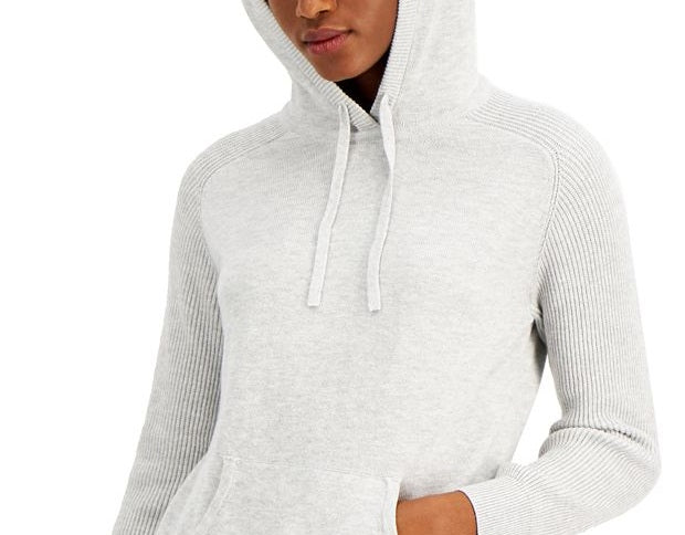 Style & Co Women's Solid Hoodie Gray Size Petite Medium