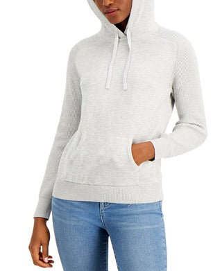 Style & Co Women's Solid Hoodie Gray Size Petite Medium