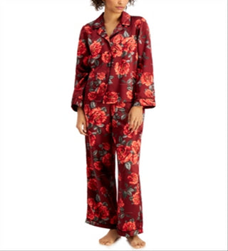 INC International Concepts Women's Satin Pajama & Headband 3Pc Set Red Size XX-Large
