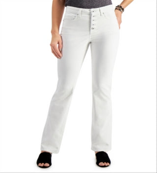 Style & Co Women's Button Fly Bootcut Jeans White Size 8