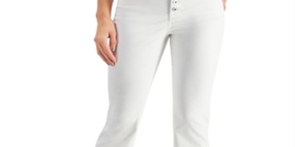 Style & Co Women's Button Fly Bootcut Jeans White Size 8